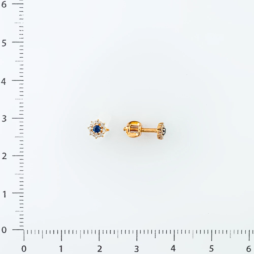 Серьги с сапфиром из красного золота 375 пробы