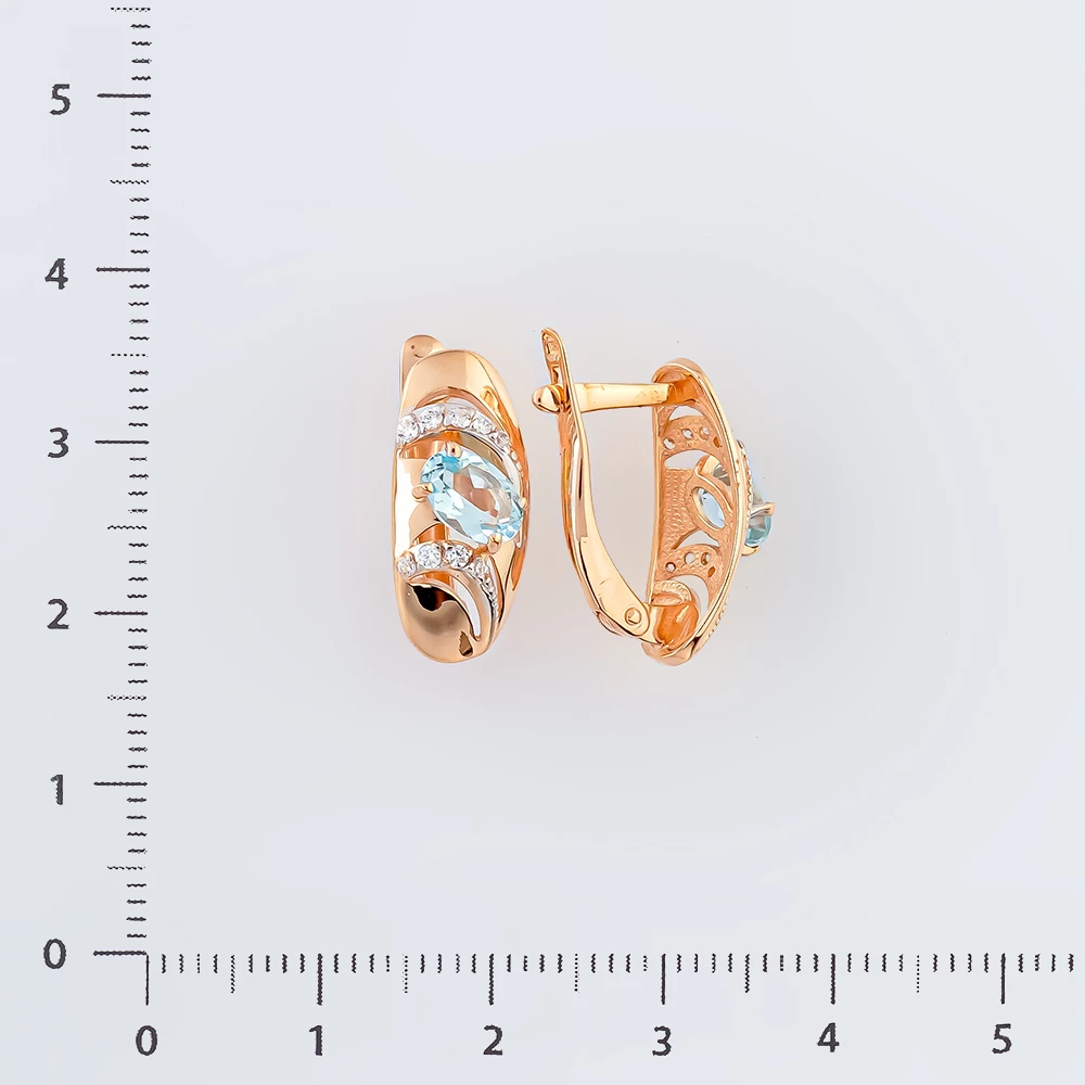 Серьги с топазом из красного золота 585 пробы 2