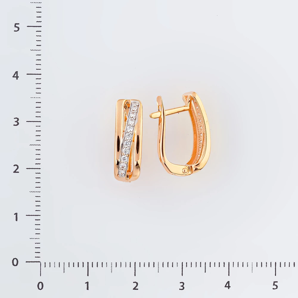 Серьги с фианитом из красного золота 585 пробы 2