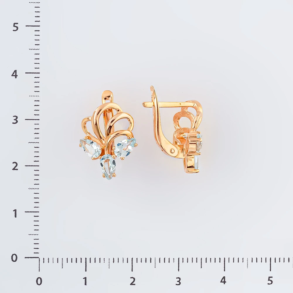Серьги с топазом из красного золота 585 пробы