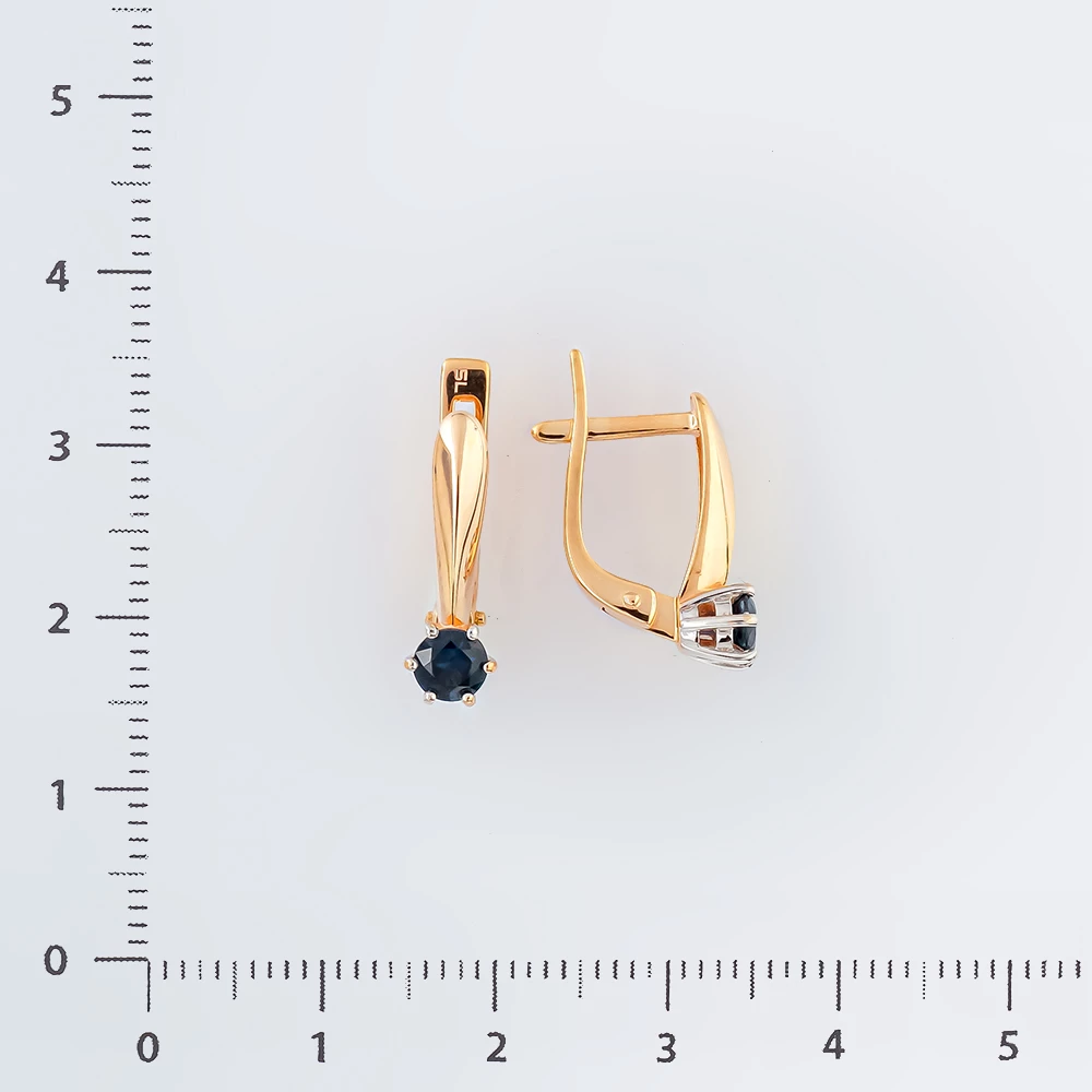 Серьги с сапфиром из красного золота 585 пробы