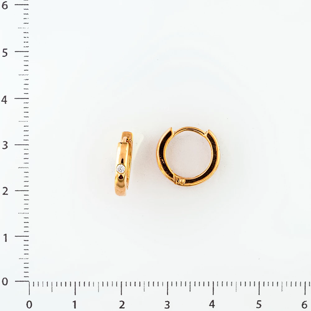 Серьги конго с фианитом из красного золота 585 пробы