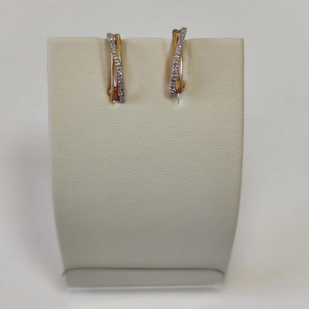 Серьги с бриллиантом из красного золота 585 пробы