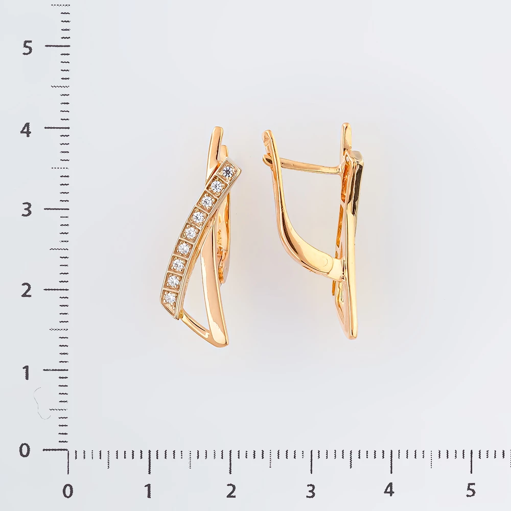 Серьги с фианитом из красного золота 585 пробы 2
