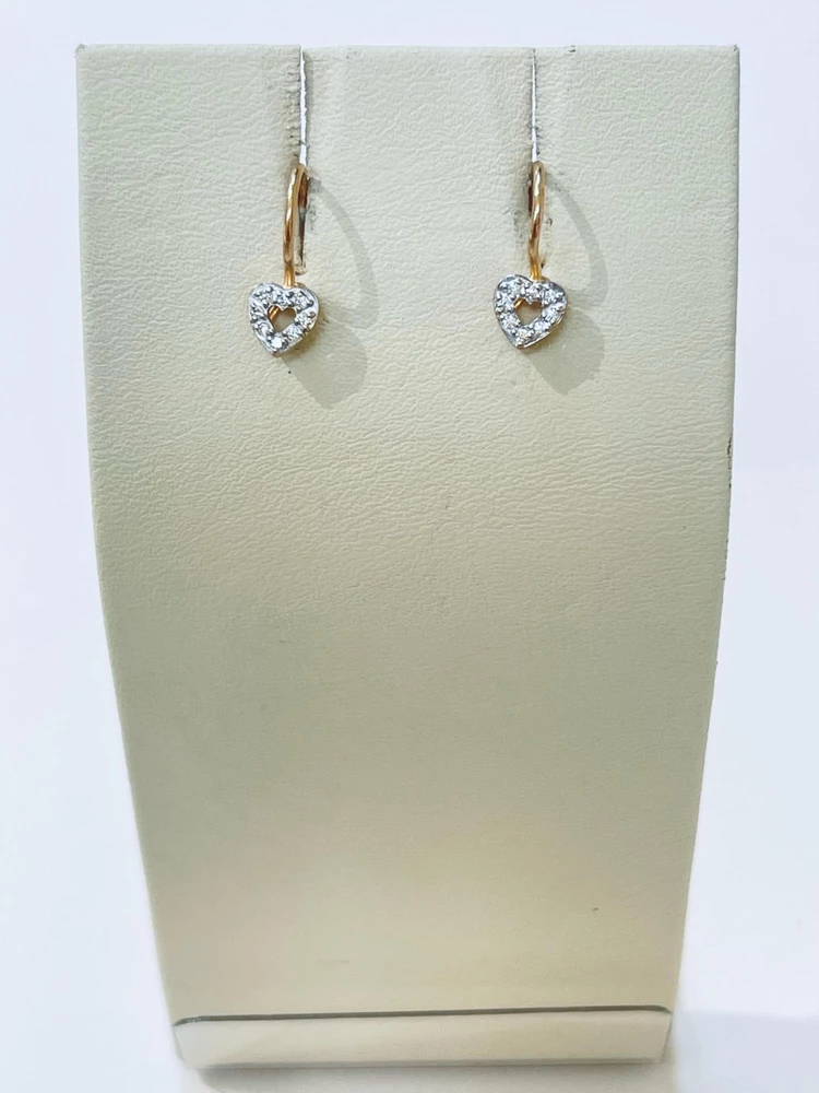 Серьги с фианитом из красного золота 375 пробы