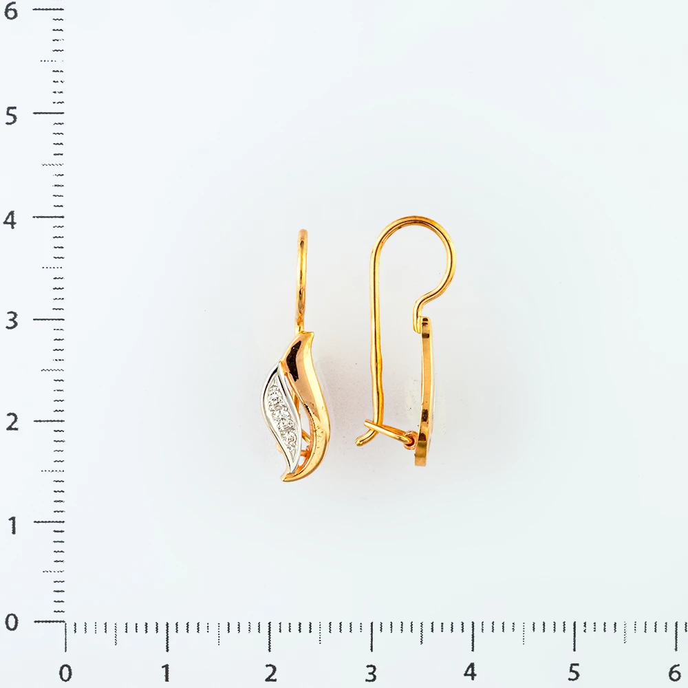 Серьги с фианитом из красного золота 585 пробы