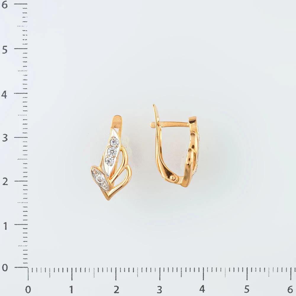 Серьги с фианитом из красного золота 585 пробы 2