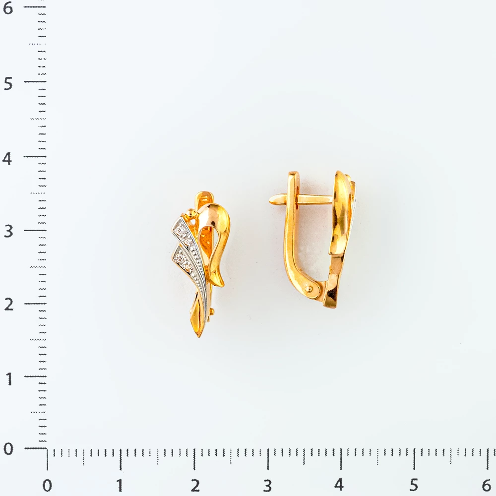 Серьги с фианитом из красного золота 585 пробы