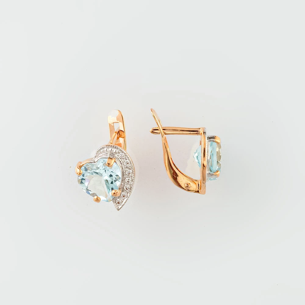 Серьги с топазом из красного золота 585 пробы