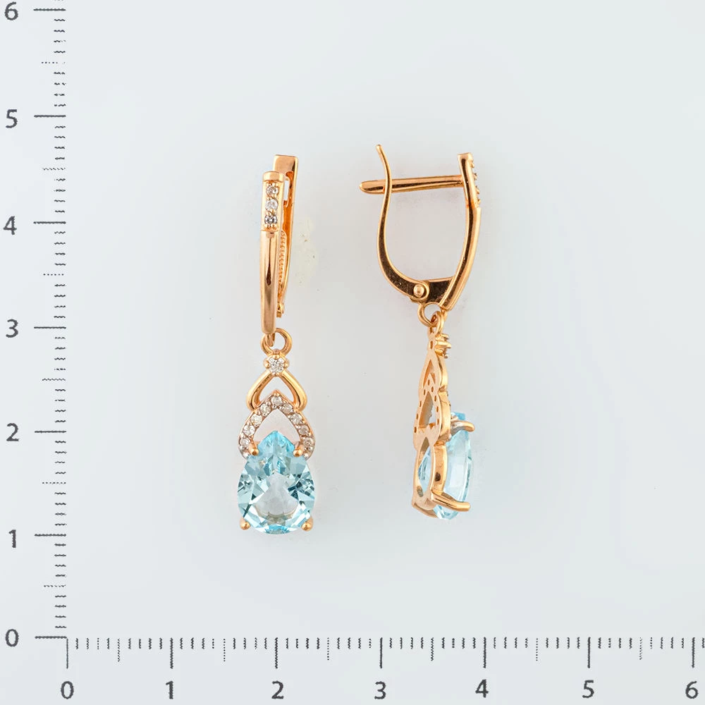 Серьги с топазом из красного золота 585 пробы