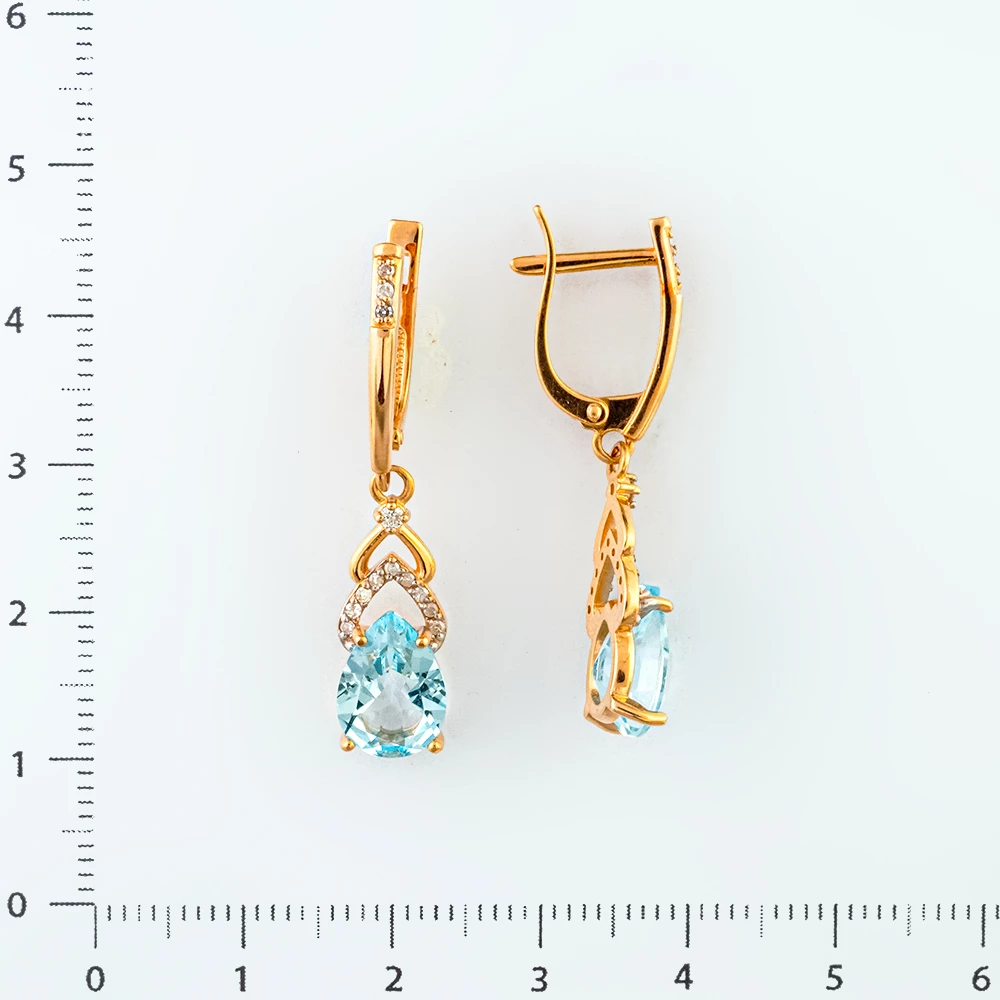Серьги с топазом из красного золота 585 пробы
