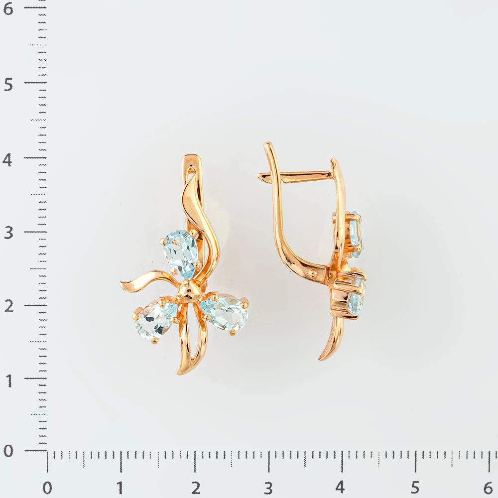 Серьги с топазом из красного золота 585 пробы