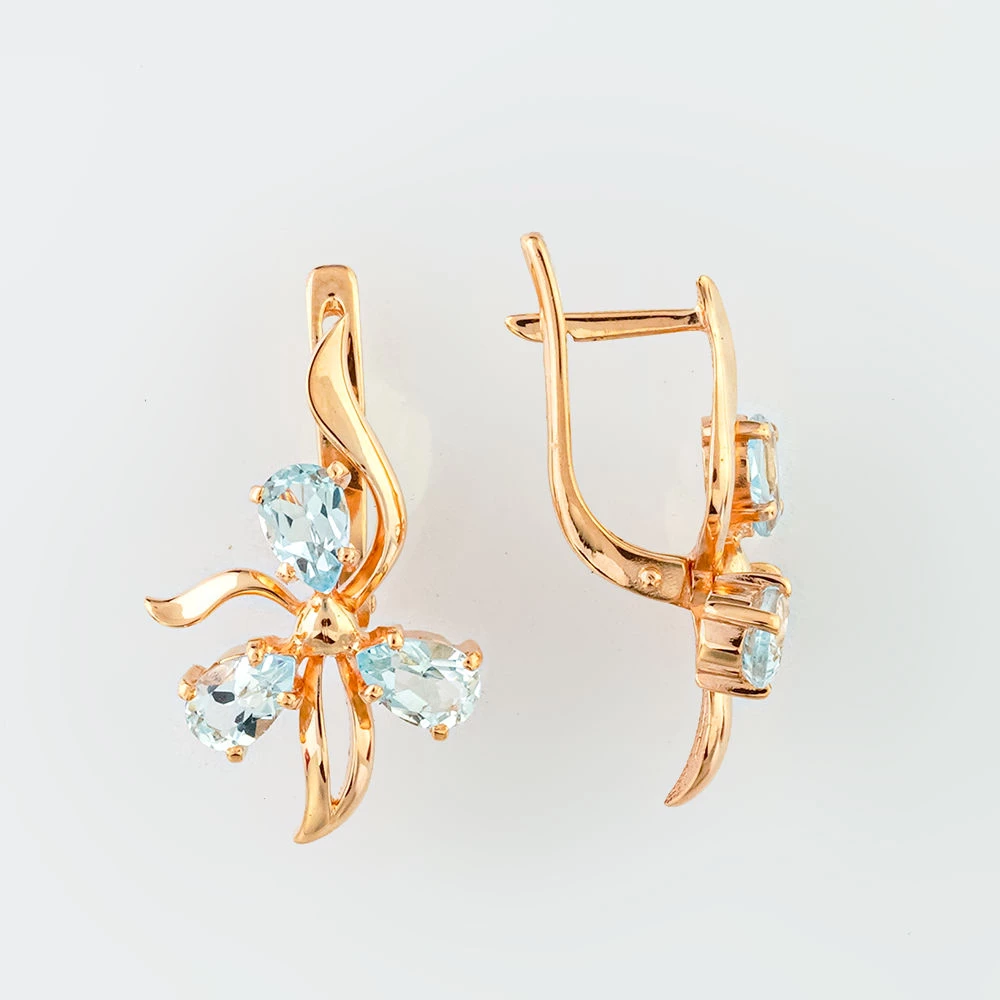 Серьги с топазом из красного золота 585 пробы