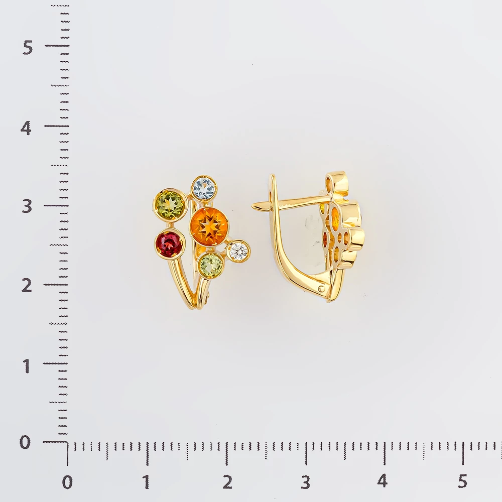 Серьги с топазом из желтого золота 585 пробы