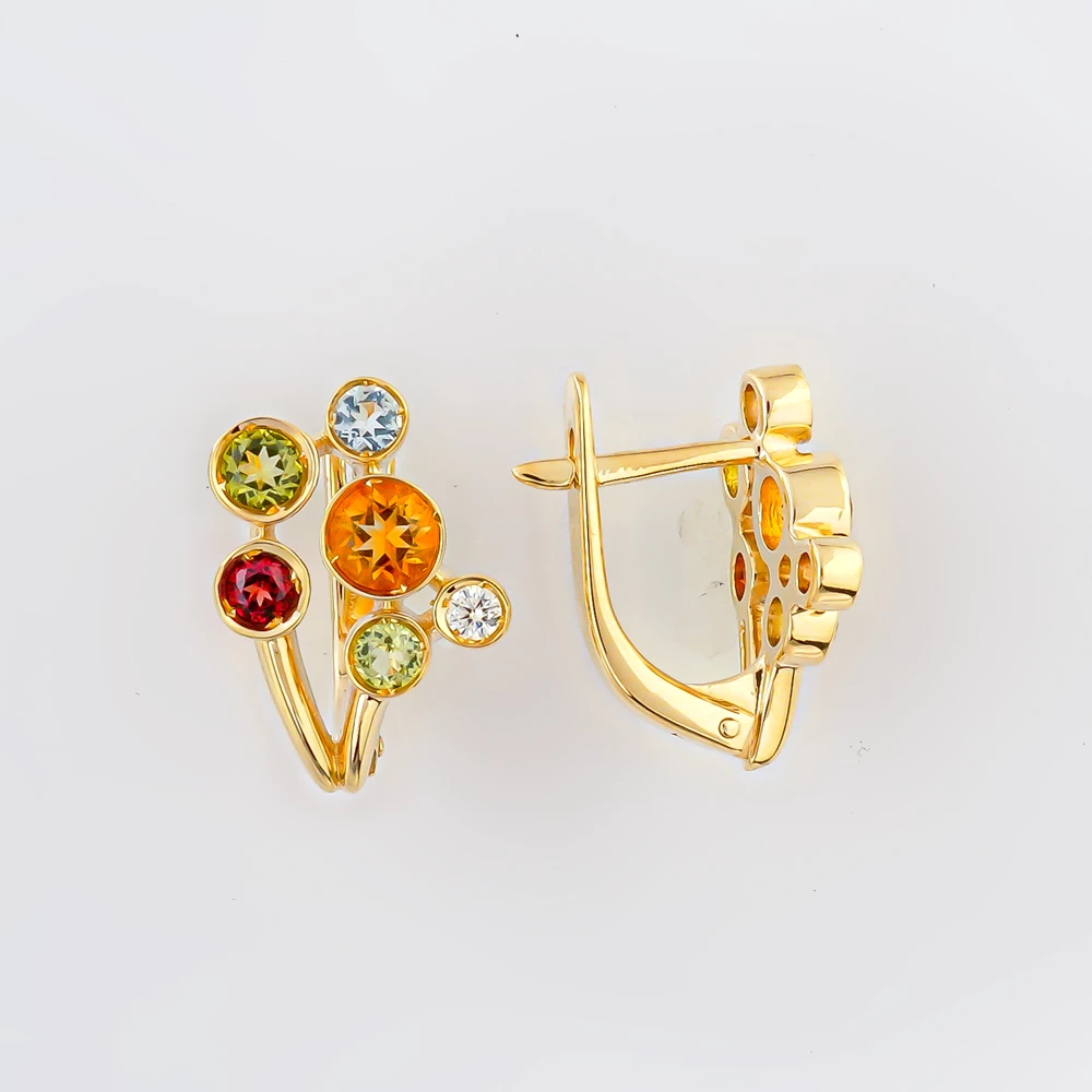 Серьги с топазом из желтого золота 585 пробы