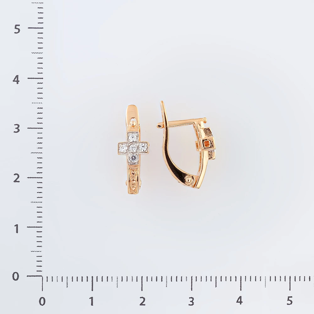 Серьги с фианитом из красного золота 585 пробы