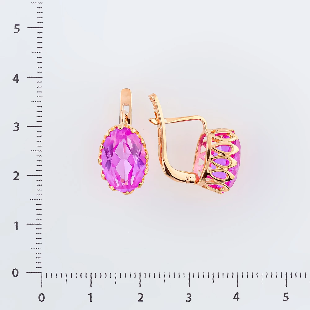 Серьги с фианитом из красного золота 583 пробы