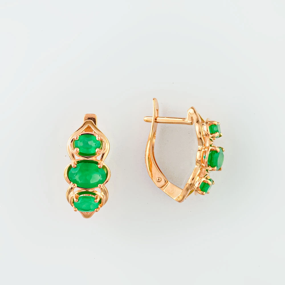 Серьги с агатом из красного золота 585 пробы 1