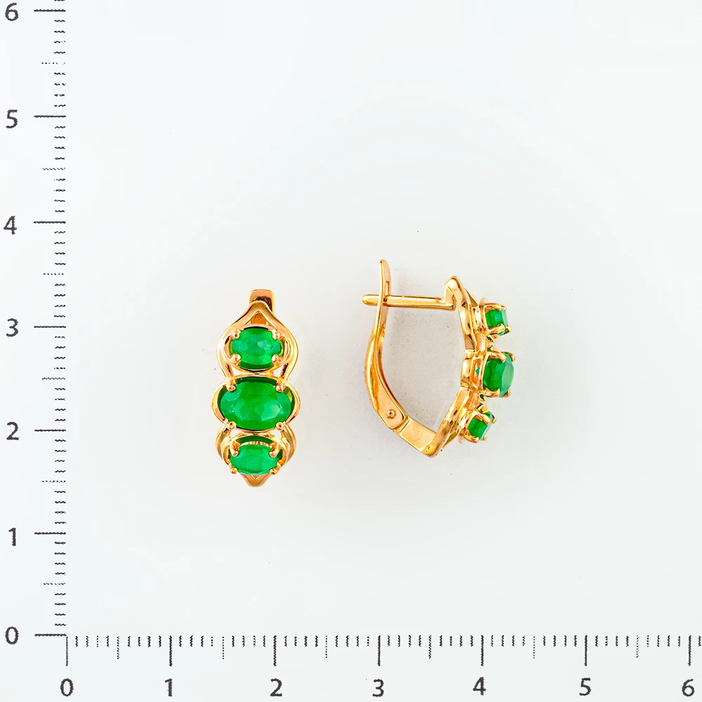 Серьги с агатом из красного золота 585 пробы 2