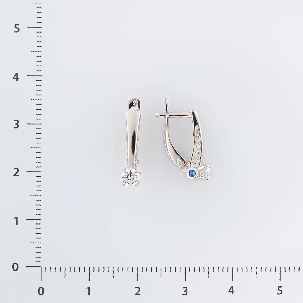 Серьги с фианитом из белого золота 585 пробы