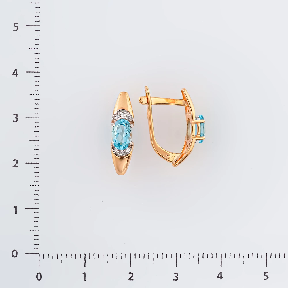 Серьги с топазом из красного золота 585 пробы