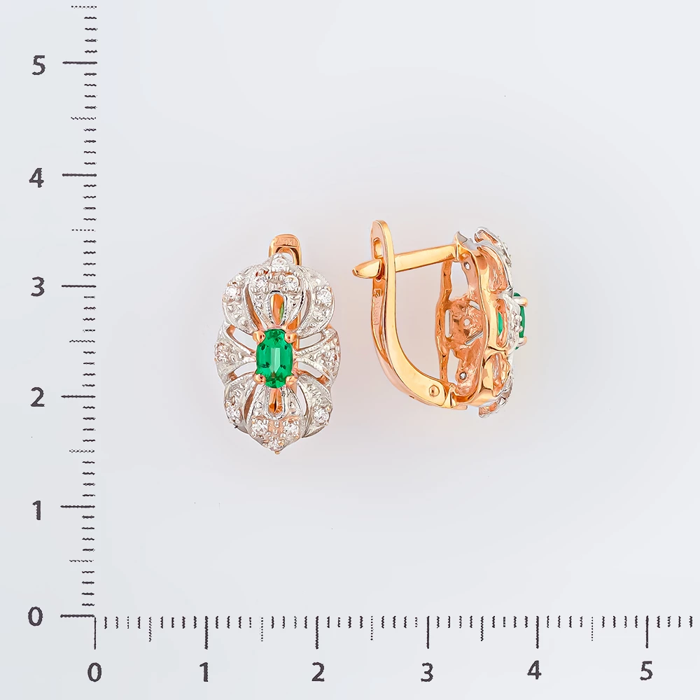 Серьги с фианитом из красного золота 585 пробы 2