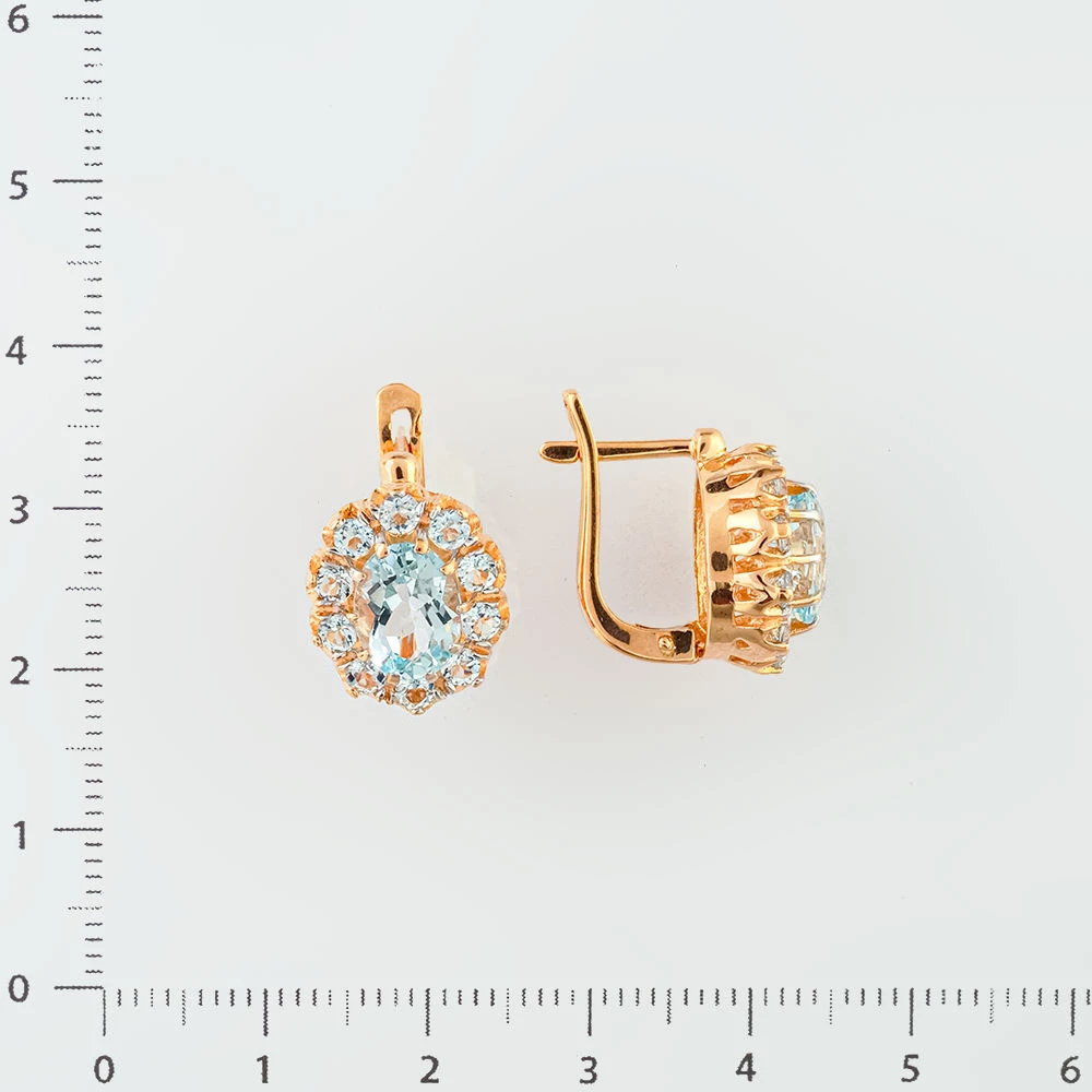 Серьги с топазом из красного золота 585 пробы