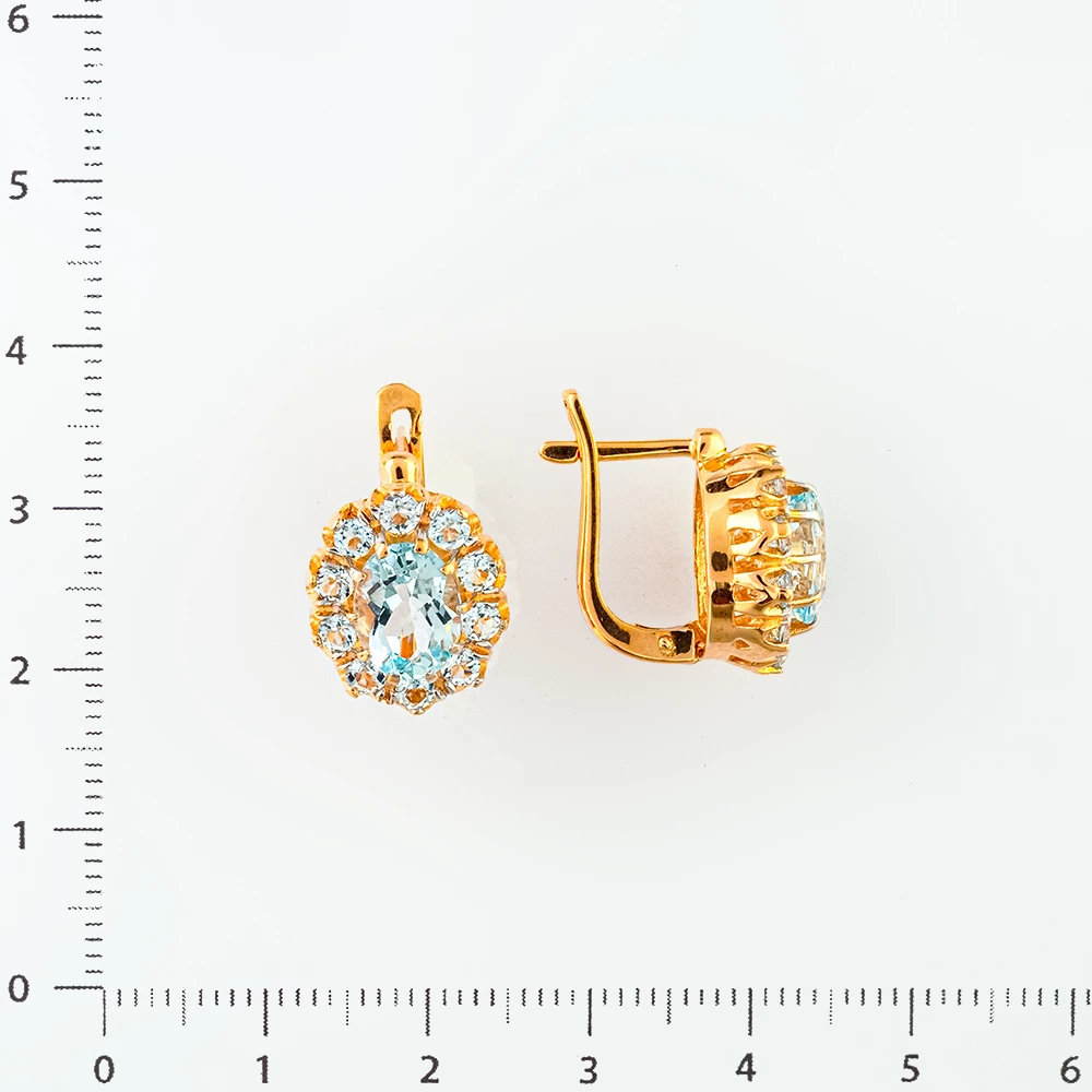 Серьги с топазом из красного золота 585 пробы