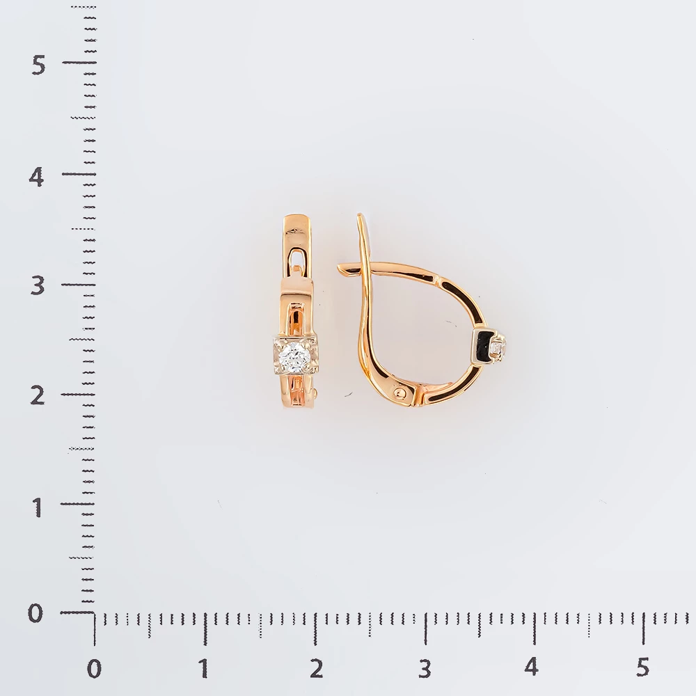 Серьги с фианитом из красного золота 585 пробы