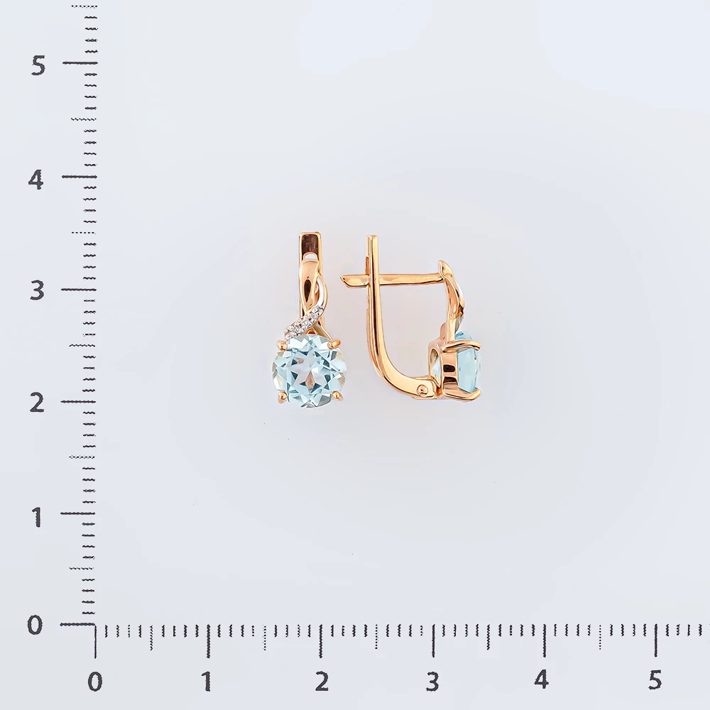 Серьги с топазом из красного золота 585 пробы