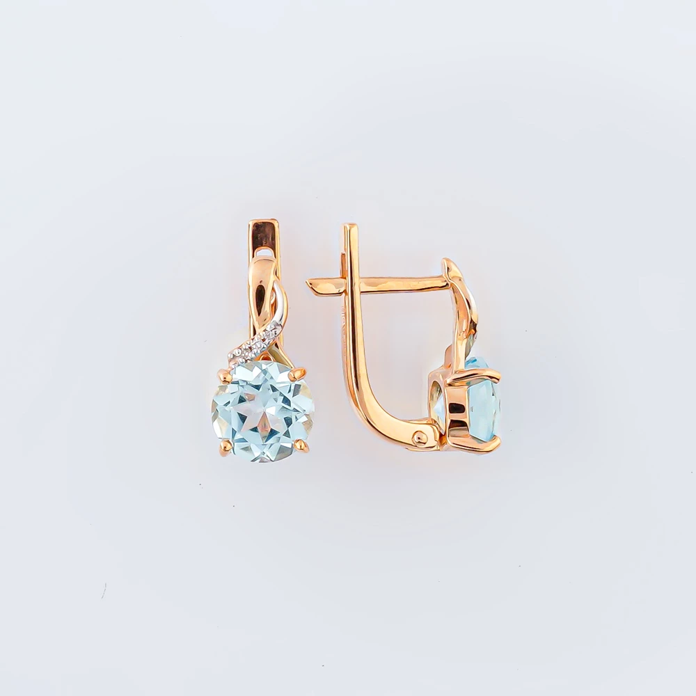 Серьги с топазом из красного золота 585 пробы
