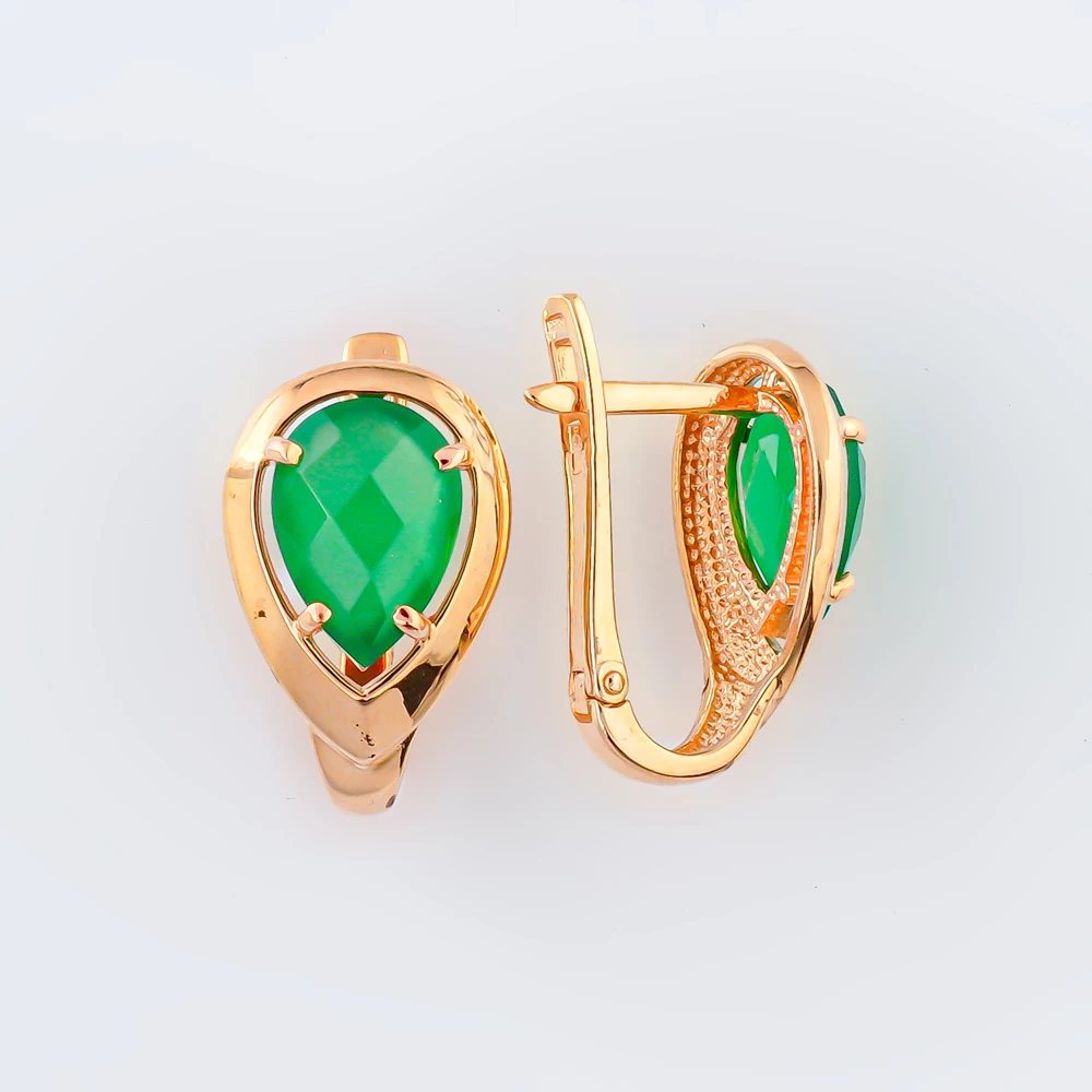 Серьги с агатом из красного золота 585 пробы