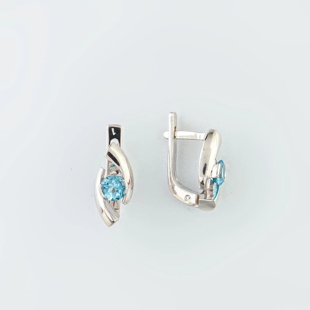 Серьги с топазом из белого золота 585 пробы