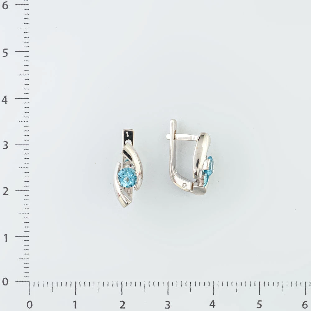 Серьги с топазом из белого золота 585 пробы