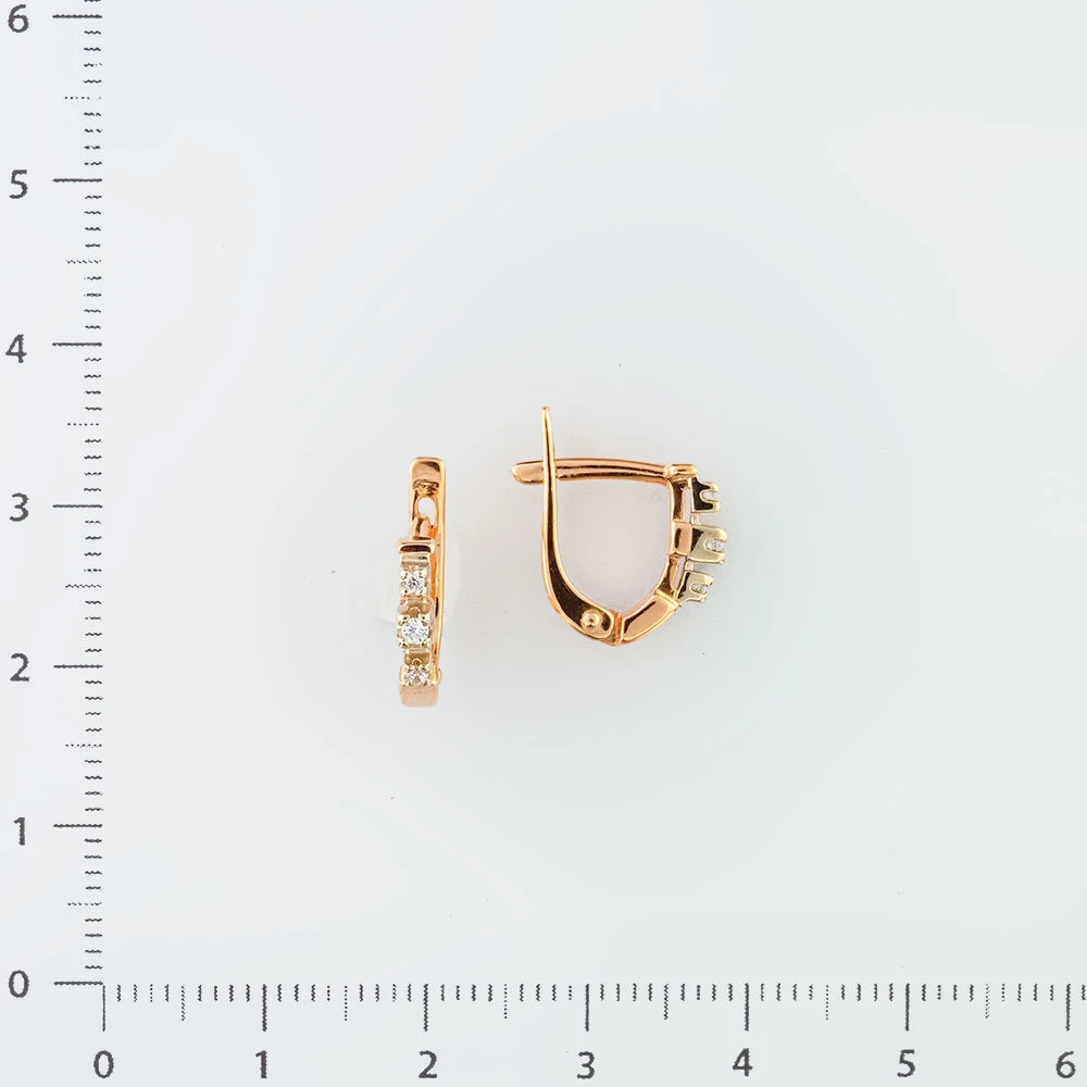 Серьги с фианитом из красного золота 585 пробы 2