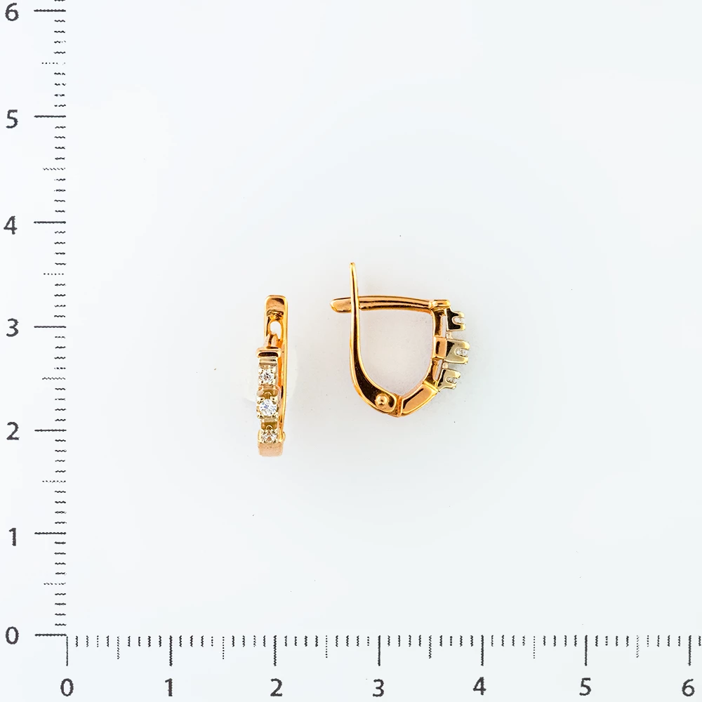 Серьги с фианитом из красного золота 585 пробы 2