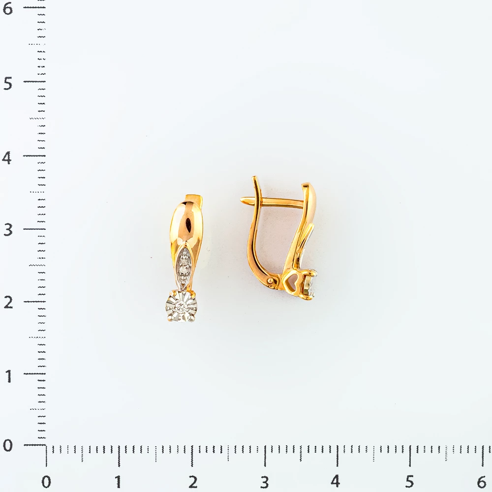 Серьги с бриллиантом из красного золота 585 пробы