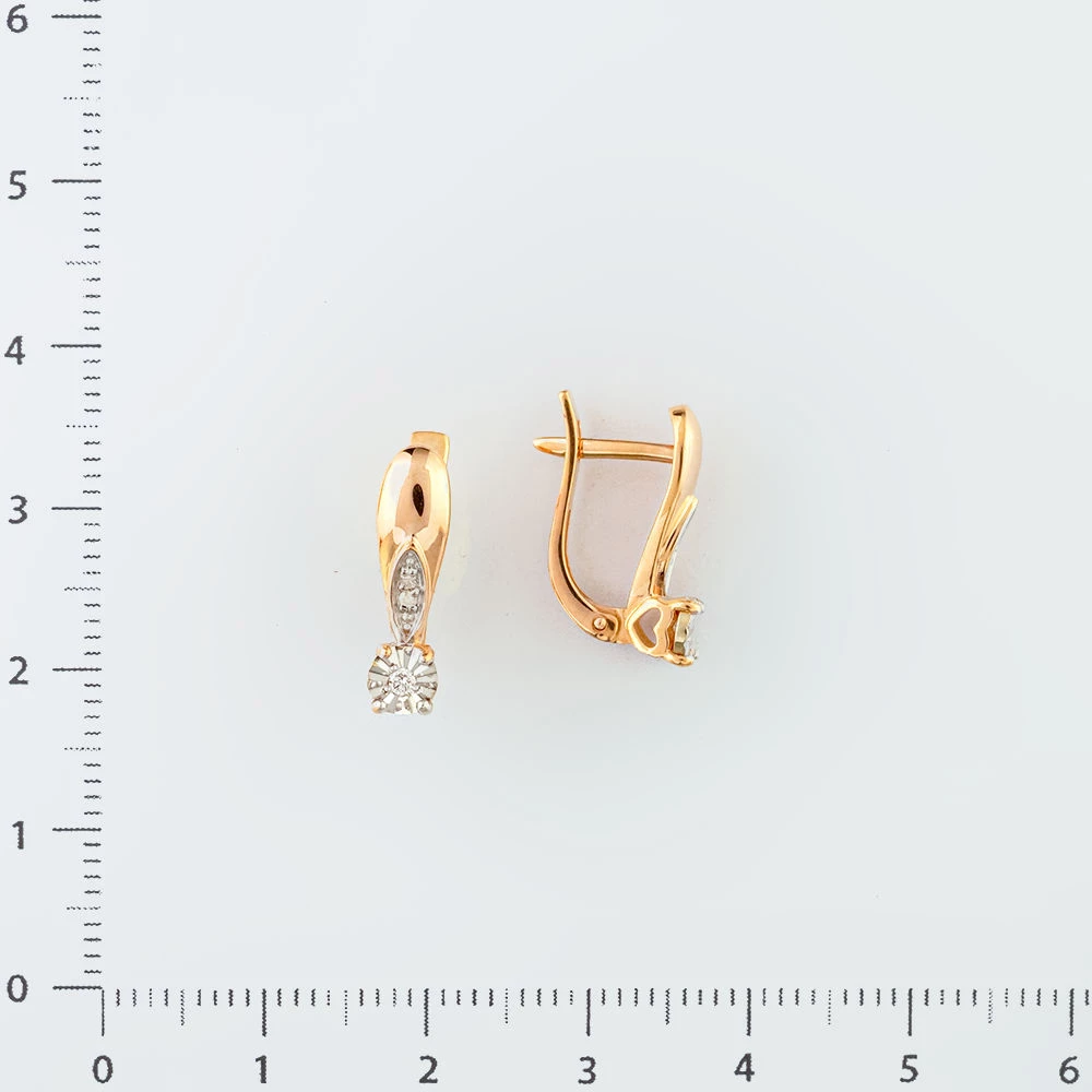Серьги с бриллиантом из красного золота 585 пробы