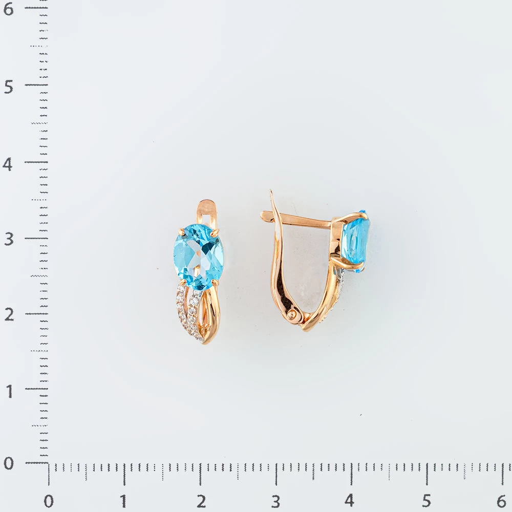 Серьги с топазом из красного золота 585 пробы