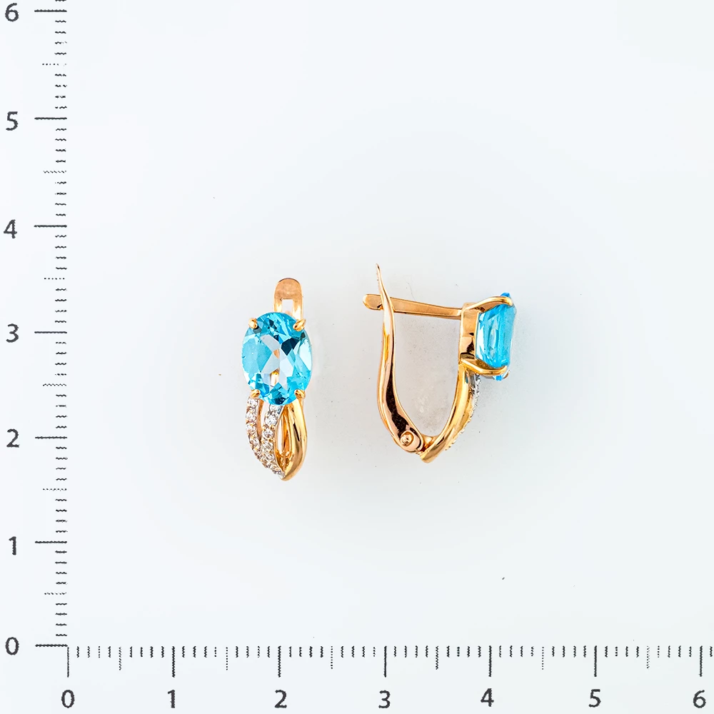 Серьги с топазом из красного золота 585 пробы