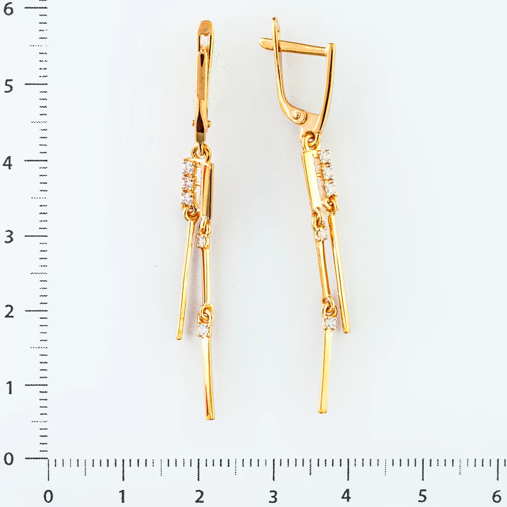 Серьги с фианитом из красного золота 585 пробы