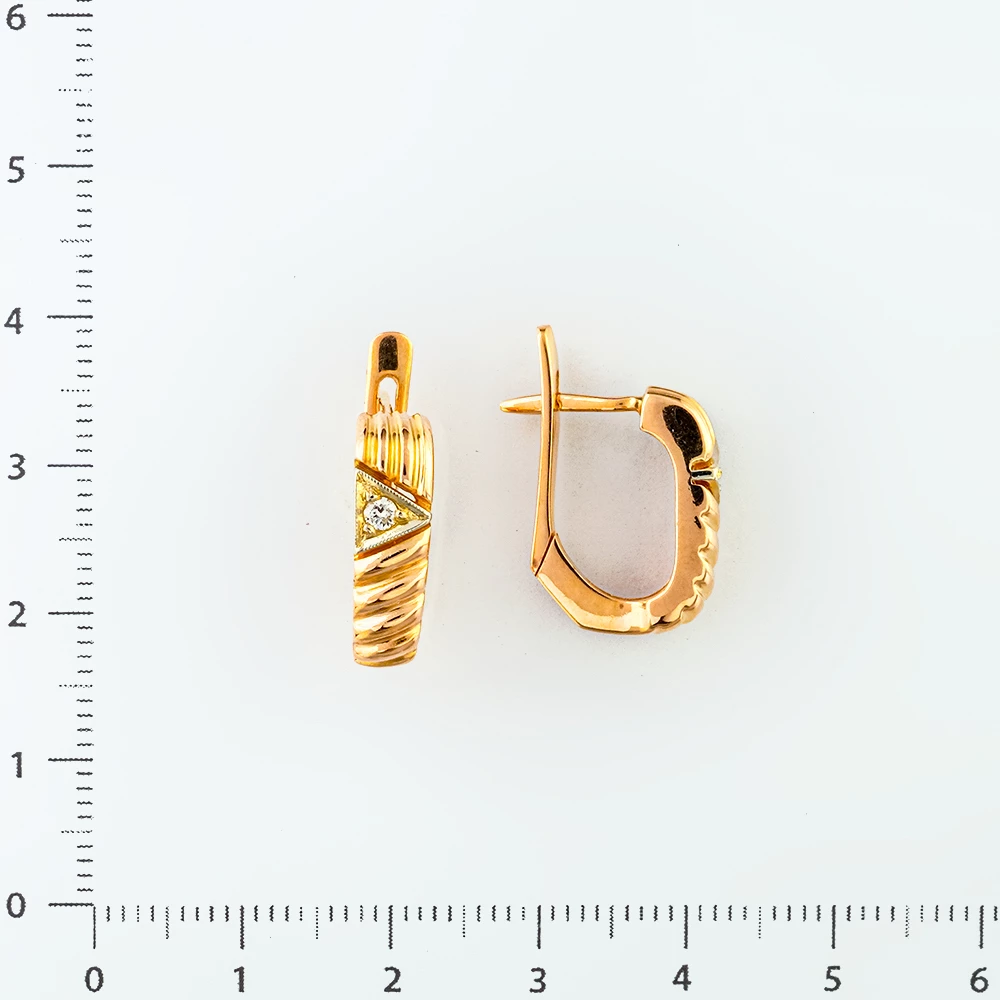 Серьги с бриллиантом из красного золота 585 пробы