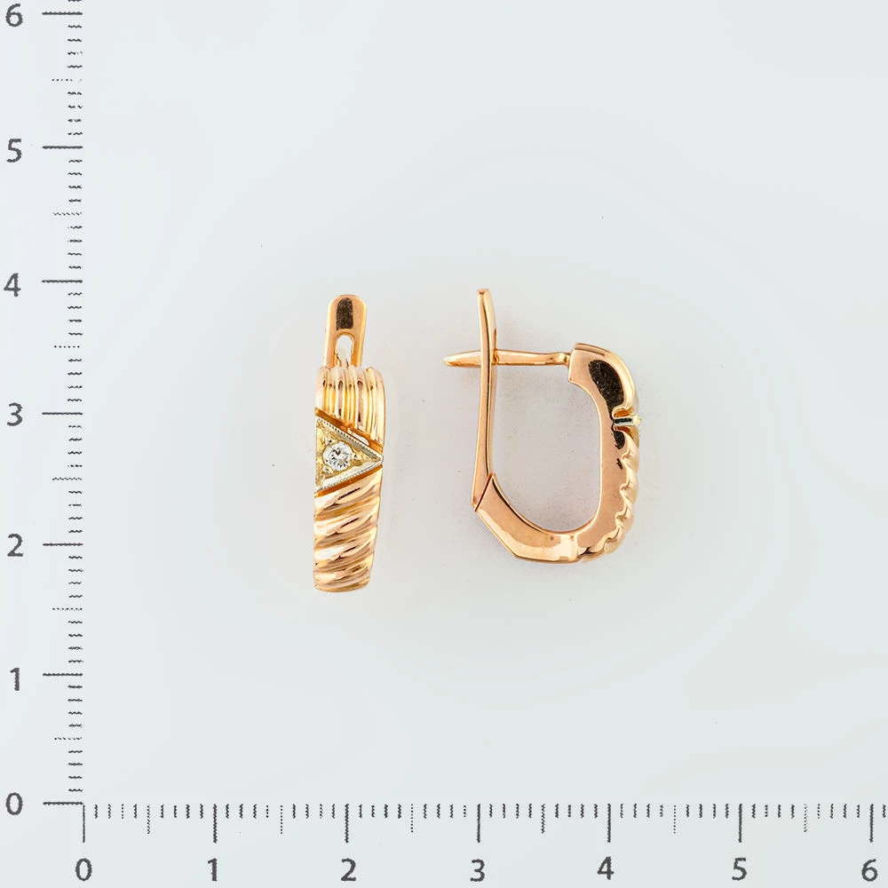 Серьги с бриллиантом из красного золота 585 пробы