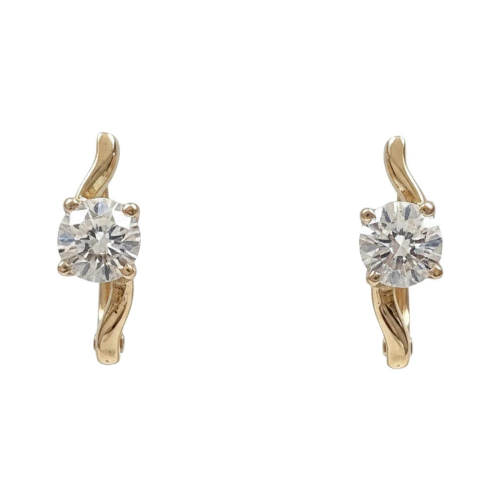 Серьги с фианитом из красного золота 585 пробы