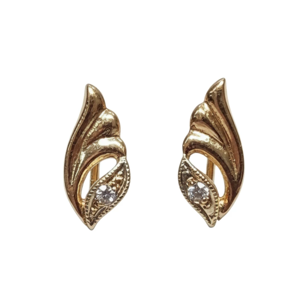 Серьги с фианитом из красного золота 585 пробы