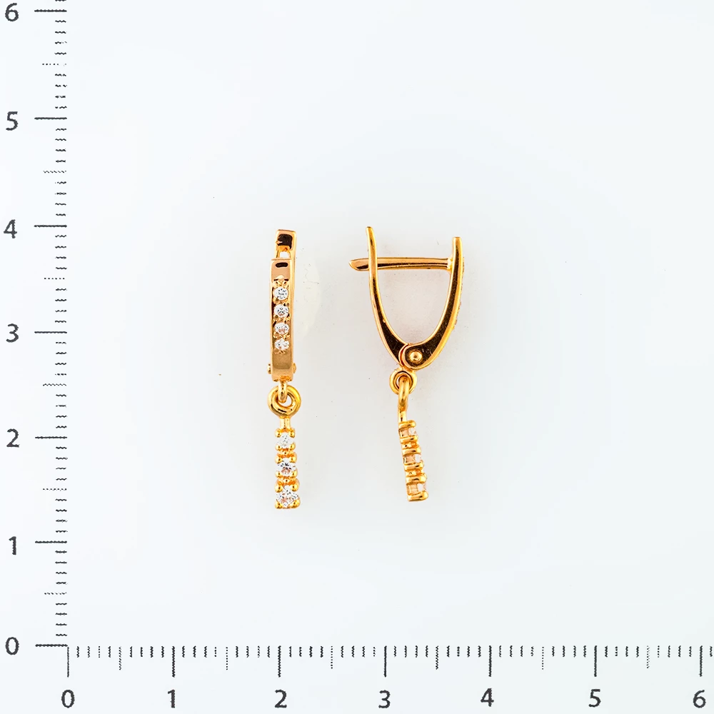 Серьги с фианитом из красного золота 585 пробы