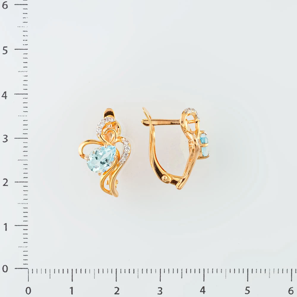 Серьги с топазом из красного золота 585 пробы