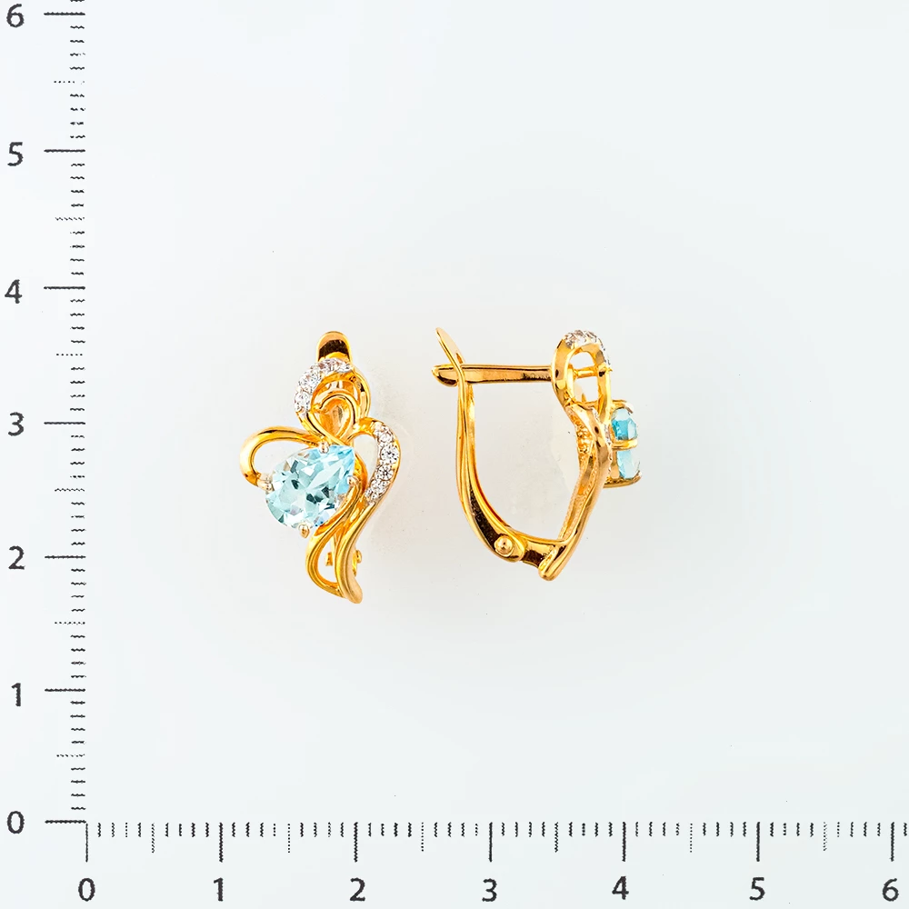 Серьги с топазом из красного золота 585 пробы