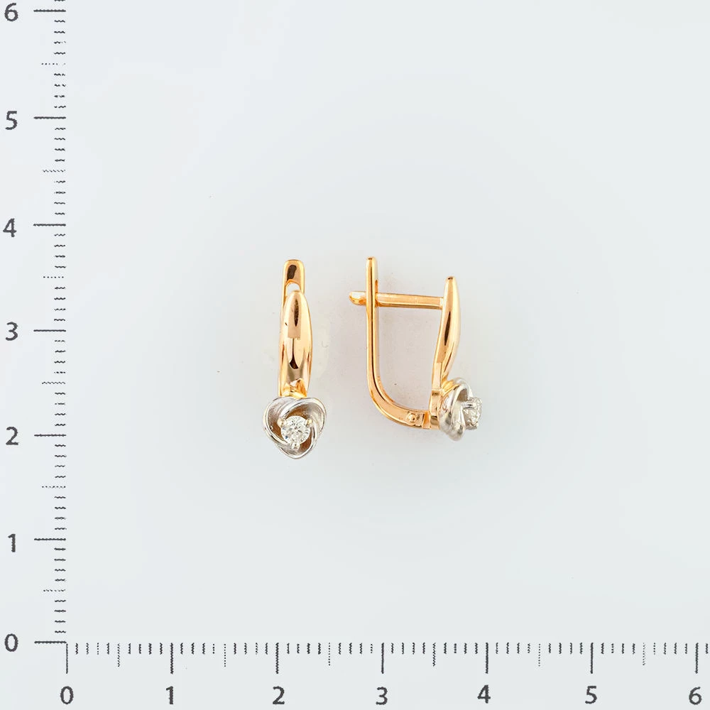 Серьги с бриллиантом из красного золота 585 пробы