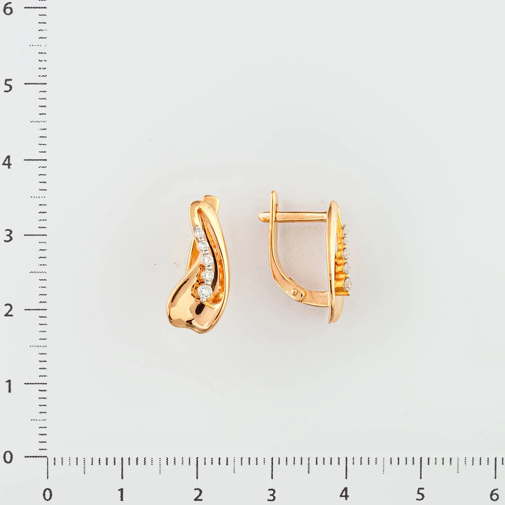 Серьги с бриллиантом из красного золота 585 пробы